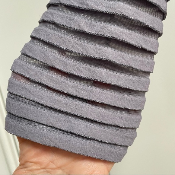 Clara Sunwoo Dove Grey Boutique Metallic Sheer Double Zip Tiered Top Jacket Fun - Picture 6 of 16